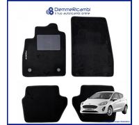 SERIE 4 TAPPETI - TAPPETINI IN MOQUETTE NERI PER FORD FIESTA VII 2017 E HYBRID