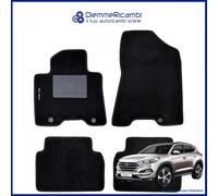W-Parts Serie 4 TAPPETI - TAPPETINI in Moquette Neri per Tucson dal 2015 in Poi con battitacco Cucito, Bottoni di Fissaggio e Striscia Antiscivolo