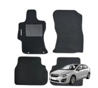 SERIE 4 TAPPETI - TAPPETINI IN MOQUETTE NERI PER IMPREZA DAL 2017 AL 2023 con battitacco Cucito, Bottoni di Fissaggio e Striscia Antiscivolo