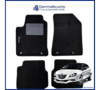 W-Parts Serie 4 TAPPETI - TAPPETINI in Moquette Neri per Delta III da 2008 in Poi con battitacco Cucito, Bottoni di Fissaggio e Striscia Antiscivolo