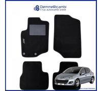 W-Parts Serie 4 TAPPETI - TAPPETINI in Moquette Neri per 207 dal 2006 al 2012 con battitacco Cucito, Bottoni di Fissaggio e Striscia Antiscivolo