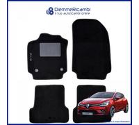 SERIE 4 TAPPETI - TAPPETINI IN MOQUETTE NERI PER RENAULT CLIO S4 DAL 2012 A 2019