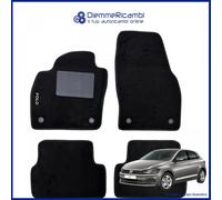 W-Parts Serie 4 TAPPETI - TAPPETINI in Moquette Neri per Polo VI dal 2017 in Poi con battitacco Cucito, Bottoni di Fissaggio e Striscia Antiscivolo