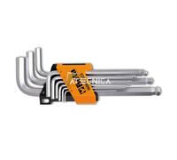 BETA - Serie Chiavi a Brugola Piegate con Punta Sferica, Set 9 Chiavi Maschio Esagonali con Supporto Bloccaggio Chiavi, Misure Metriche da 1,5 a 10 mm, Utensili Serraggio Professionale, 96BPC/SC9