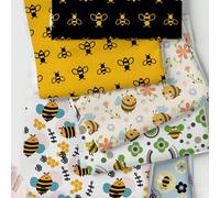 Serie Ape 1m Materiale di tessuto fai-da-te, tessuto leggero e morbido, può essere utilizzato per realizzare tovaglie, vestiti, borse, panni antipolvere. Ape sfondo nero 01,Ape sfondo giallo 02,Fiore