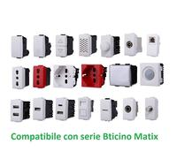 SERIE BTICINO FRUTTI MATIX COMPATIBILE PRESA SCHUKO LAN PULSANTE DEVIATORE USB