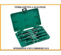 SATA ST09306SJ - Set di 8 cacciaviti con intaglio e Phillips, con manici ergonomici e custodia in poliuretano resistente, colore: Verde