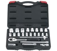 SERIE CASSETTA DI CHIAVI A BUSSOLA DA 1/2" 10-32 MM E ACCESSORI 24 PZ FERVI 0620