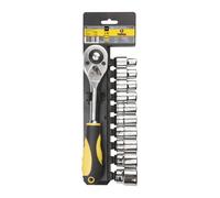Topex Set chiavi a bussola 11 pezzi con supporto in plastica – Bussole 10-24 mm, cricchetto 1/2"