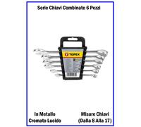 Serie Chiavi Combinate 6 Pezzi Set Chiave Combinata Forchetta e Poligonale Topex