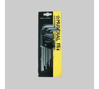 SERIE CHIAVI MASCHIO ESAGONALE MUNDIAL ESTREMITA SFERICA 9 pezzi (1.5-10 mm)