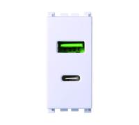 Serie Civile ETTROIT Bianco Compatibile Con Vimar Arke (Presa USB A QC + USB C P