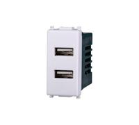 Serie Civile ETTROIT Bianco Compatibile Con Vimar Plana (Presa Doppio USB A)