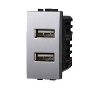 Serie Civile ETTROIT Grigio Compatibile Con Bticino Living Tech (Presa Doppio US