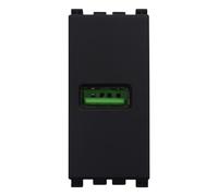 Serie Civile ETTROIT Nero Compatibile Con Vimar Arke (Presa USB)