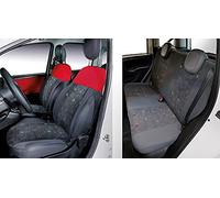 Serie Completa Coprisedili Personalizzati Fiat Panda 12> 4 Posti Post. Intero Tess. Misto Cotone Quadri Grigio/rosso