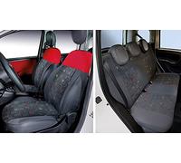 Serie Completa Coprisedili Personalizzati Fiat Panda 12> 5 Posti Post. Intero Tess. Misto Cotone Quadri Grigio/rosso