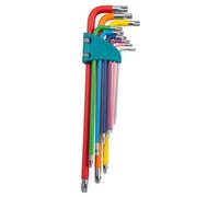 Serie da 9 Chiavi Extra Lunghe Piegate Torx con Foro Tamper Resistant Chiavini