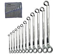 Serie di 12 chiavi fisse poligonali (6-32)mm DIN 838 in acciaio cromo vanadio di alta qualità, finitura lucidata a specchio con pratica custodia arrotolabile - FI 00 0013 echoENG