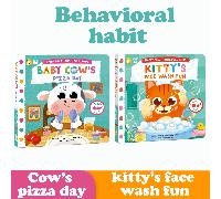 Serie di libri illustrati per lo sviluppo del comportamento, "Il giorno della pizza della Mucca Bebè", storie per bambini con scene incentrate sulla fattoria, che ritraggono vivacemente una varietà di