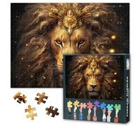 Serie d'oro di puzzle con segno zodiacale Jigsaw per adulti, 1000 pezzi, puzzle leone fiducioso e senza paura per adulti, puzzle jigsaw impossibili, 50 x 70 cm