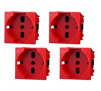 Serie Frutti Prese Interruttori Deviatori, Compatibile Con Bticino Living Light Nero (4 pcs Presa Schuko Rosso)