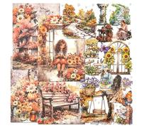 Serie Giardino Paesaggio Tema Scrapbook Set Fiore Albero Casa Farfalla Adesivo Cortile Cottage Giardino Carta Monofacciale per Junk Journal Planner Art Craft Notebook (Iris)