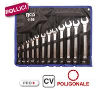 SERIE KIT SET 12 PZ CHIAVI COMBINATE FISSE E STELLA IN POLLICI POLLICE BGS1195