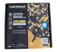 Serie Luci di Natale 1000 LED Oro Caldo 20m IP44 Cavo verde con Trasformatore