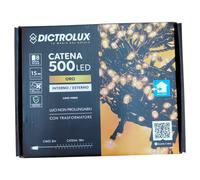 Serie Luci di Natale 500 LED Oro Caldo 15 mt IP44 Cavo verde con Trasformatore