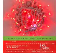 SERIE LUCI LED NATALE STRINGA CATENA 100 LED 10 METRI CON FLASH ESTERNO IP65