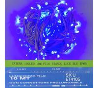 SERIE LUCI LED NATALE STRINGA CATENA 100 LED 10 METRI CON FLASH ESTERNO IP65