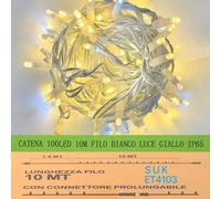 SERIE LUCI LED NATALE STRINGA CATENA 100 LED 10 METRI CON FLASH ESTERNO IP65