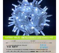 SERIE LUCI LED NATALE STRINGA CATENA 100 LED 10 METRI CON FLASH ESTERNO IP65
