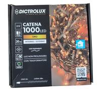 Serie Luci Natale 1000 LED Oro Caldo 20m IP44 Cavo Trasparente con Trasformatore