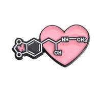 Serie molecola smalto pin: caffeina, serotonina, dopamina - Distintivo scientifico per zaino, normale, Metallo non prezioso