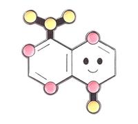 Serie molecola smalto pin: caffeina, serotonina, dopamina - Distintivo scientifico per zaino, normale, Metallo non prezioso