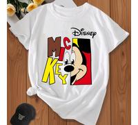 Serie per la famiglia Disney Mickey] Animazione di Topolino incentrata sulle lettere carine e giocose infantili in co-branding, che uniscono primavera ed estate, scollo rotondo in cotone traspirante a