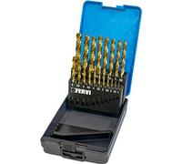 SERIE 19 PZ PUNTE RETTIFICATE RIVESTITE TIN HSS X TRAPANO 1-10 MM FERVI P061