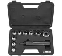 SERIE SET 9 PZ FUSTELLE 5-32 MM PUNZONI A MARTELLO CON MANICO CUOIO PELLE FERVI