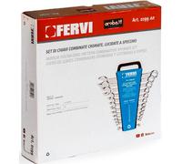 SERIE SET KIT 12 CHIAVI COMBINATE FISSE STELLA CROMATE DA 6 A 22 MM FERVI