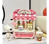 Serie Snoopy Street View - Set di costruzione micro-blocchi per Food Truck e Piccolo Negozio, Giocattoli e Ornamenti Divertenti; Vieni ad aprire un negozio con Snoopy! Pezzo unicoPolicloruri di vinile