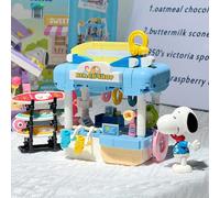 Serie Snoopy Street View - Set di costruzione micro-blocchi per Food Truck e Piccolo Negozio, Giocattoli e Ornamenti Divertenti; Vieni ad aprire un negozio con Snoopy! Pezzo unicoPolicloruri di vinile
