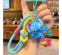 Serie Stitch Ciondolo Stile Palla Grande, Accento Con Corda Intrecciata Verde Blu, Etichetta In Acrilico Trasparente, Charm A Fiore Rosa, Realizzato Per Un Tocco Confortevole, Motivi Vivaci E Carini, 