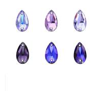 Serie viola strass flatback glitter da cucire su gemme di C di vetro per decorazioni fai da te con strass su vestiti e borse - 11x18 mm - 24 pezzi - ametista AB