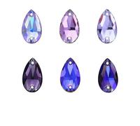 Serie viola strass flatback glitter da cucire su gemme di C di vetro per decorazioni fai da te con strass su vestiti e borse - 13x22 mm - 24 pezzi - ametista AB