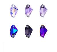 Serie viola strass flatback glitter da cucire su gemme di C di vetro per decorazioni fai da te con strass su vestiti e borse - 9x14,0 mm - 48 pezzi - ametista