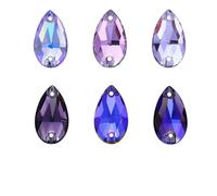 Serie viola strass flatback glitter da cucire su gemme di C di vetro per decorazioni fai da te con strass su vestiti e borse - 17x28 mm - 12 pezzi - C ametista AB