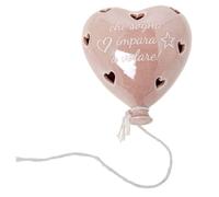 Serie Volo bomboniera Cuore LED Vari Colori in Porcellana 9 cm Chi sogna impara a Volare creazione bomboniere Fai da Te Idea Regalo (Rosa 1 Pezzo)
