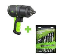 SERIE375: X10 SET DE 12 SET DI 12 CHIAVI 51318 + X10 AVVITATORE PNEUMATICO DA 1/